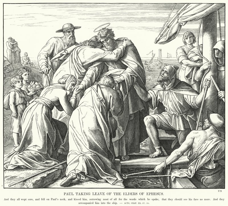 Paulus tager afsked med de ældste i Efesos (gravering) af Julius (after) Schnorr von Carolsfeld