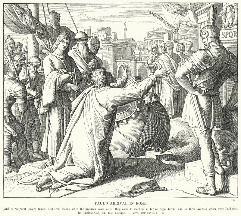 Pauls ankomst til Rom (gravering) af Julius (after) Schnorr von Carolsfeld