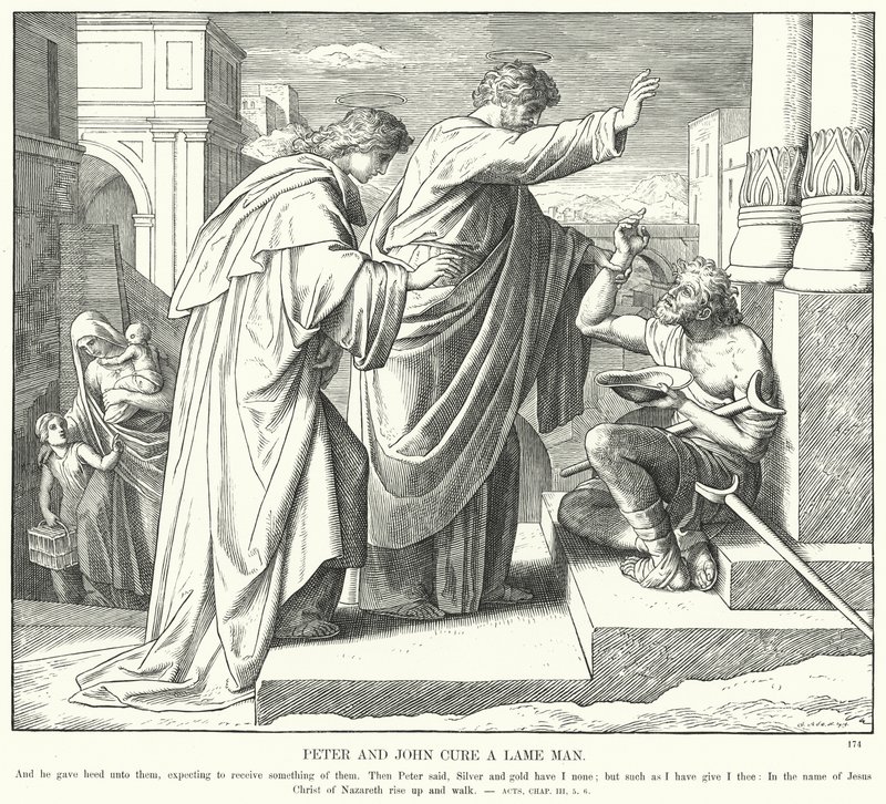 Peter og John helbreder en halt mand (gravering) af Julius (after) Schnorr von Carolsfeld