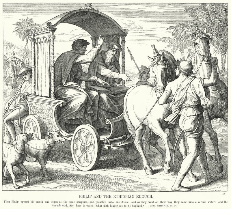Filip og den etiopiske eunuk (gravering) af Julius (after) Schnorr von Carolsfeld