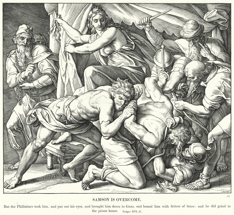 Samson er overvundet (gravering) af Julius (after) Schnorr von Carolsfeld