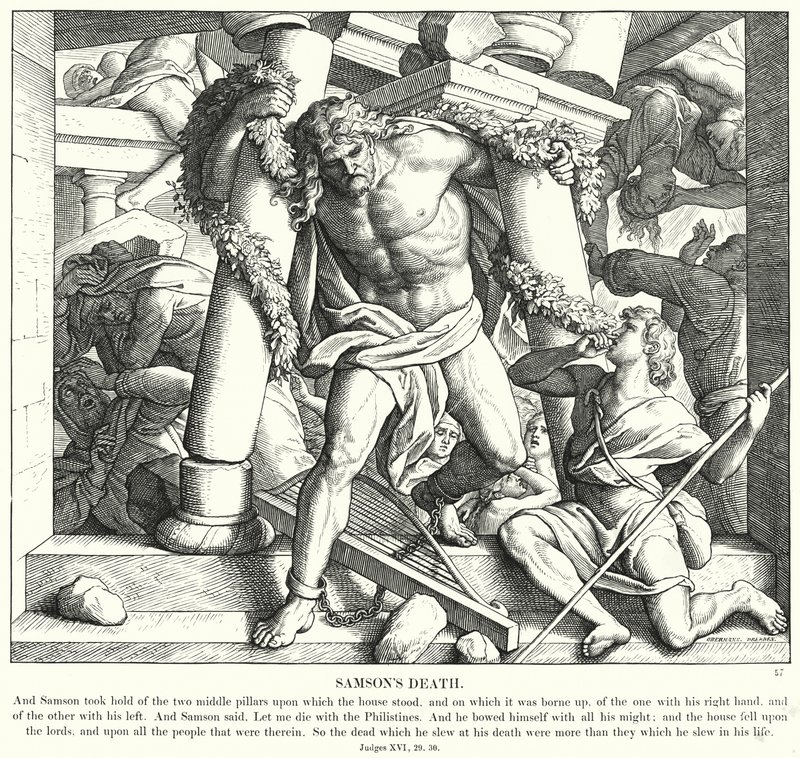 Samsons død (gravering) af Julius (after) Schnorr von Carolsfeld