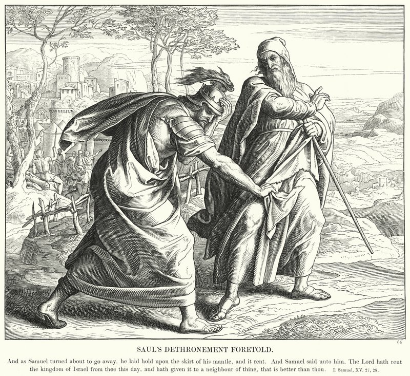 Sauls detronisering forudsagt (gravering) af Julius (after) Schnorr von Carolsfeld