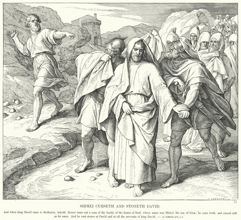 Shimei Curseth og Stoneth David (gravering) af Julius (after) Schnorr von Carolsfeld