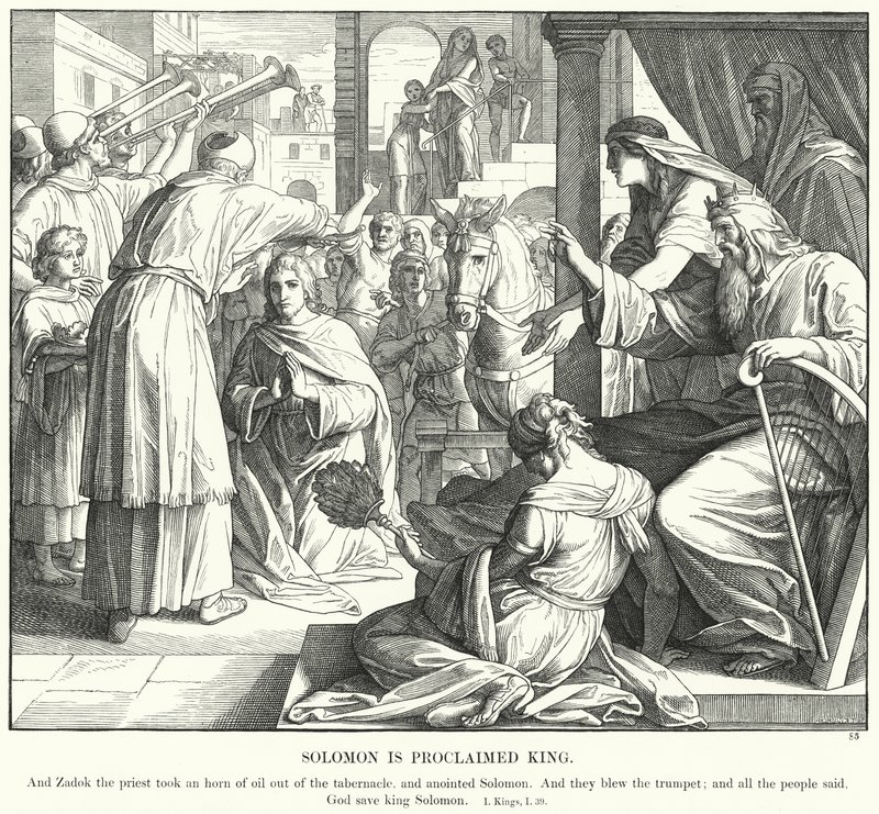 Salomon er udråbt til konge (gravering) af Julius (after) Schnorr von Carolsfeld
