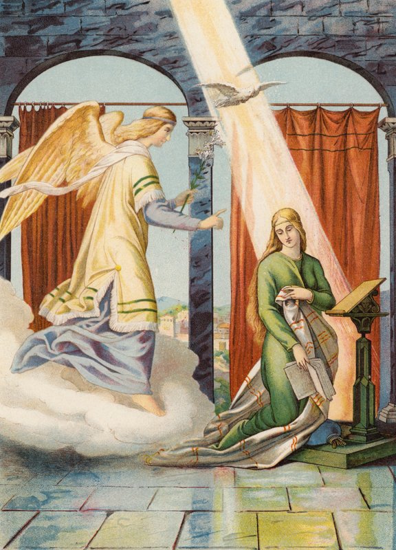Bebudelsen (farvelitografi) af Julius (after) Schnorr von Carolsfeld