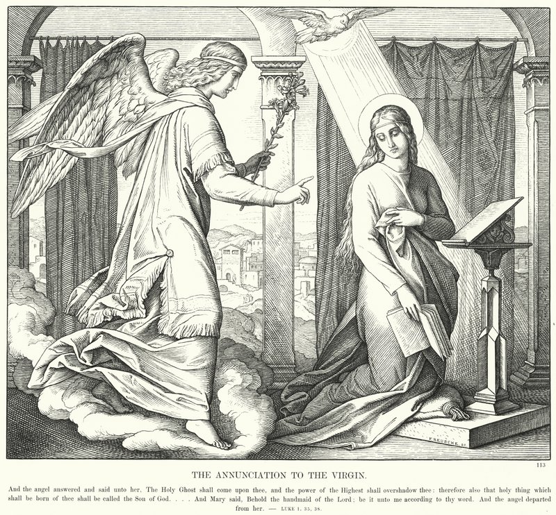 Bebudelsen til Jomfruen (gravering) af Julius (after) Schnorr von Carolsfeld