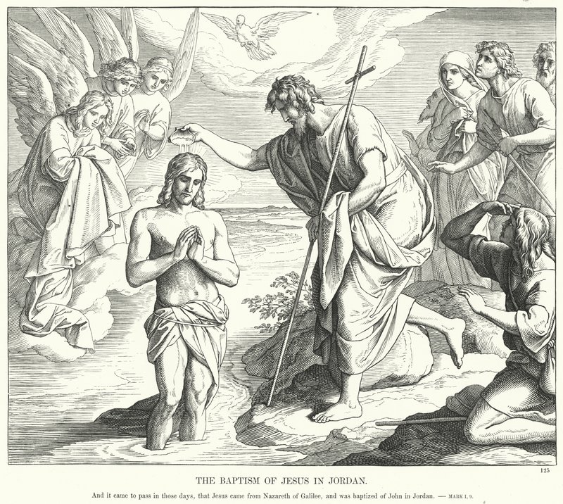 Jesu dåb i Jordan (gravering) af Julius (after) Schnorr von Carolsfeld