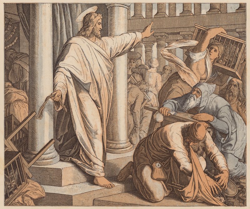 Købere og sælgere drevet ud af templet, St John, II af Julius (after) Schnorr von Carolsfeld