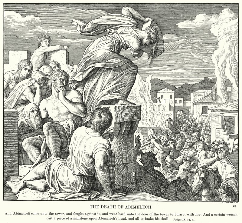 Abimeleks død (gravering) af Julius (after) Schnorr von Carolsfeld