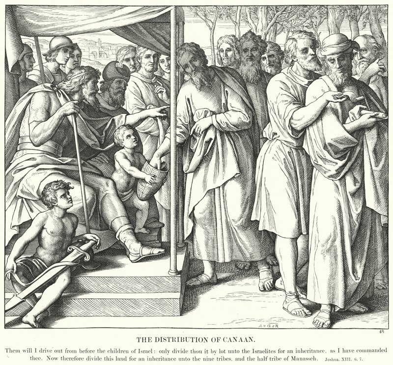 Kanaans fordeling (gravering) af Julius (after) Schnorr von Carolsfeld