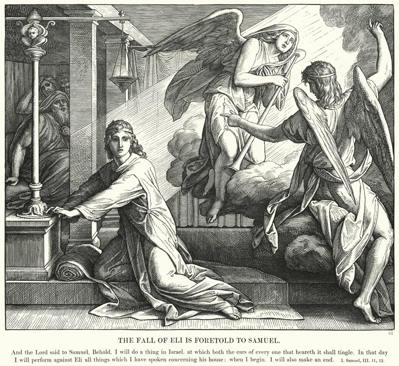 Elis fald er forudsagt til Samuel (gravering) af Julius (after) Schnorr von Carolsfeld