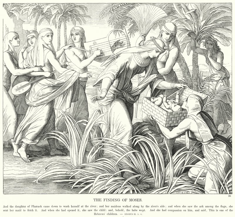 Fundet af Moses (gravering) af Julius (after) Schnorr von Carolsfeld