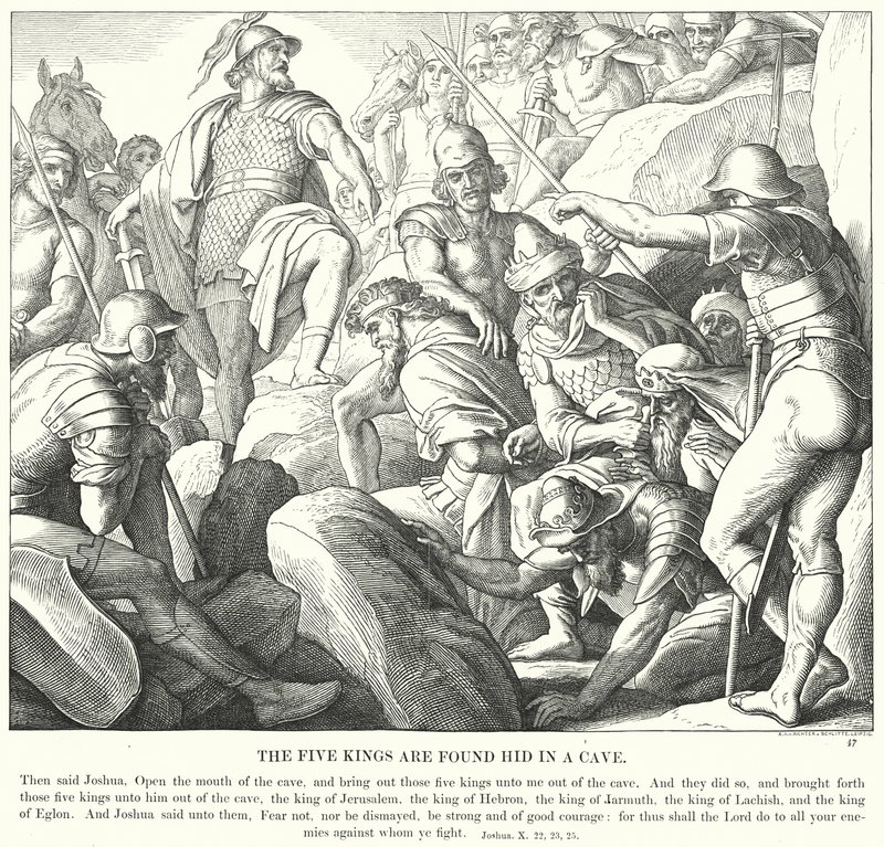 De fem konger er fundet skjult i en hule (gravering) af Julius (after) Schnorr von Carolsfeld