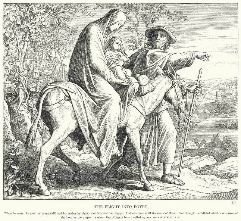 Flugten til Egypten (gravering) af Julius (after) Schnorr von Carolsfeld