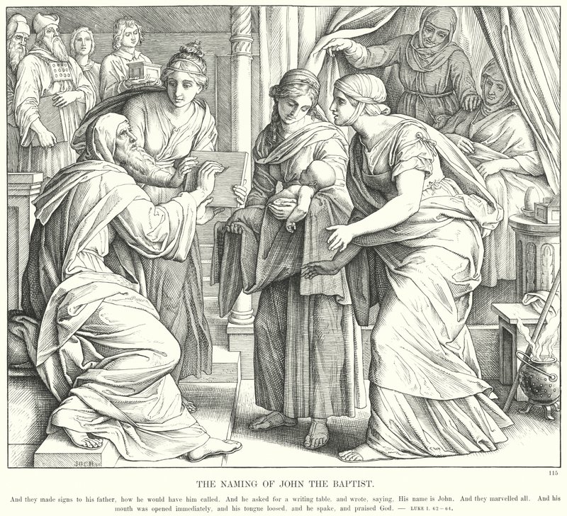 Navngivningen af Johannes Døberen (gravering) af Julius (after) Schnorr von Carolsfeld