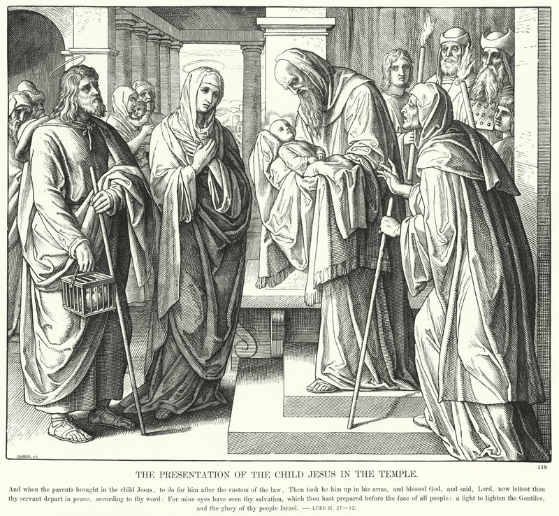 Præsentationen af Jesusbarnet i templet (gravering) af Julius (after) Schnorr von Carolsfeld