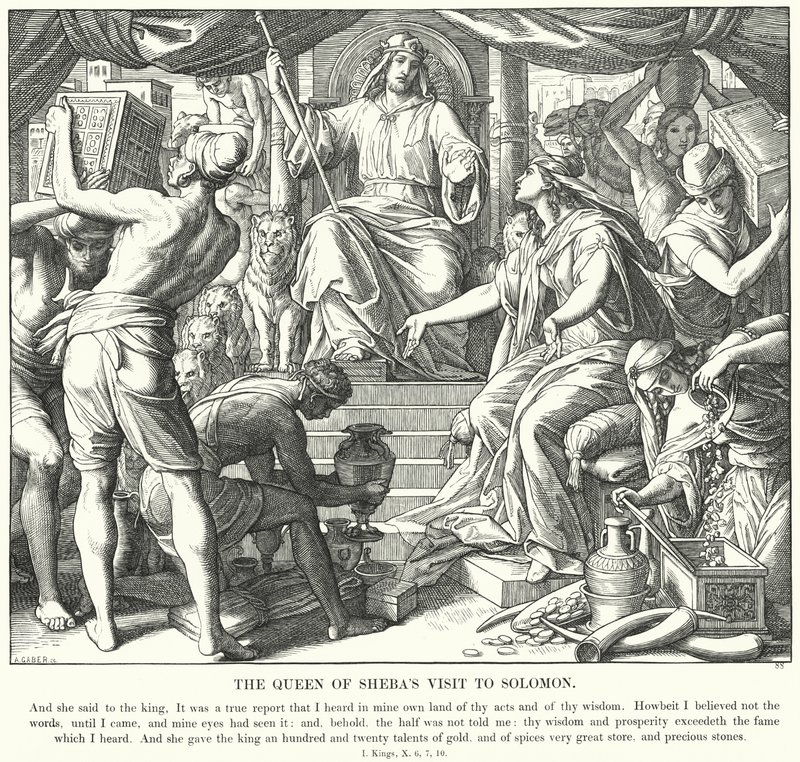 Dronningen af Sabas besøg hos Salomon (gravering) af Julius (after) Schnorr von Carolsfeld