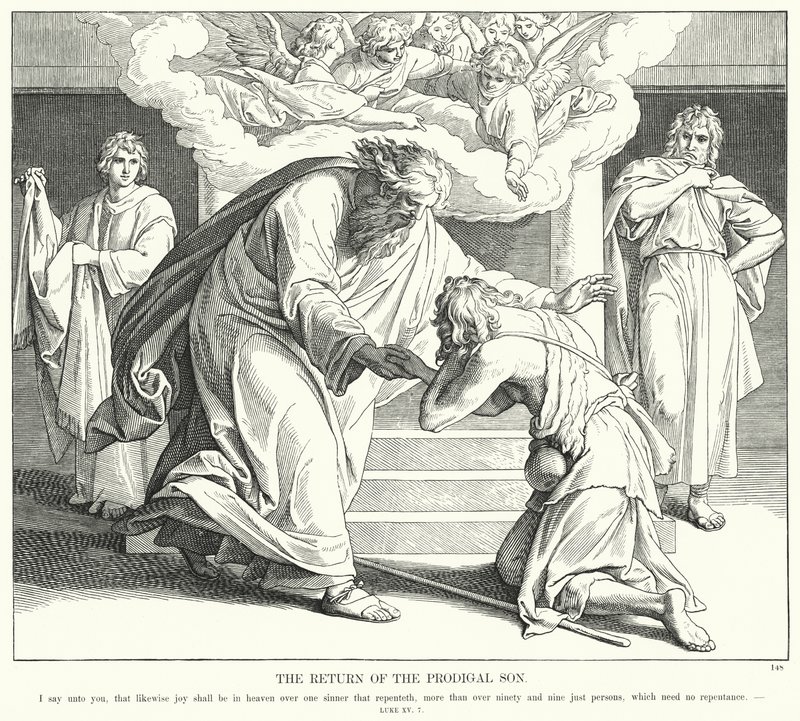 Den fortabte søns tilbagevenden (gravering) af Julius (after) Schnorr von Carolsfeld