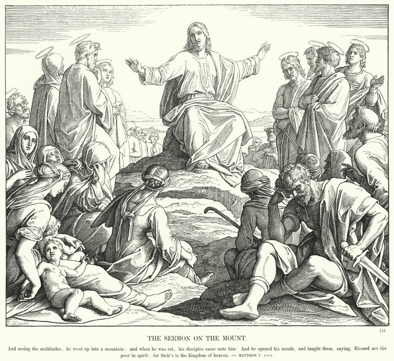 Bjergprædikenen (gravering) af Julius (after) Schnorr von Carolsfeld