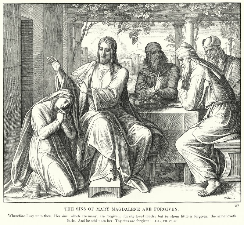 Maria Magdalenas synder er tilgivet (gravering) af Julius (after) Schnorr von Carolsfeld
