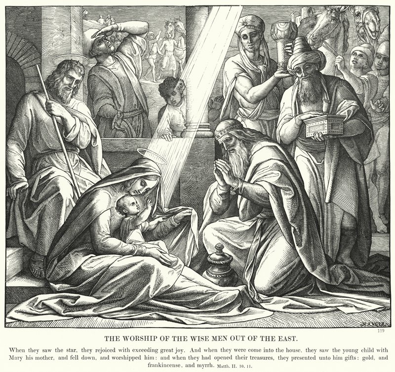Tilbedelsen af de vise mænd fra Østen (gravering) af Julius (after) Schnorr von Carolsfeld