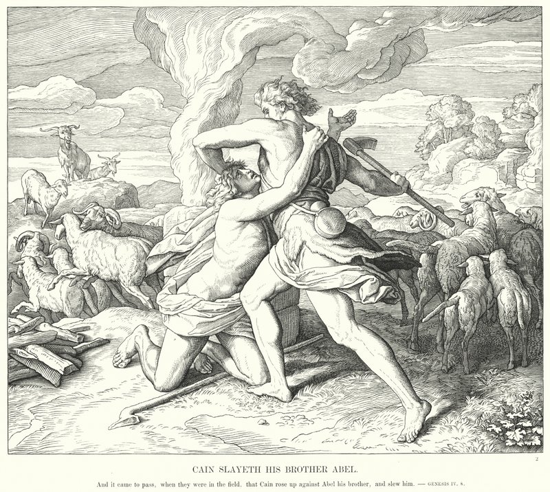 Kain dræber sin Broder Abel af Julius Schnorr von Carolsfeld