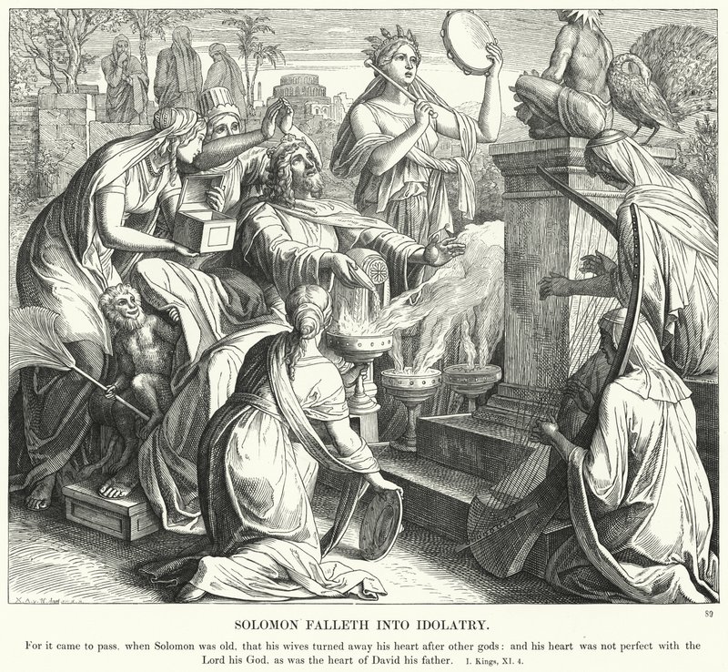 Salomon falder ind i afgudsdyrkelse af Julius Schnorr von Carolsfeld