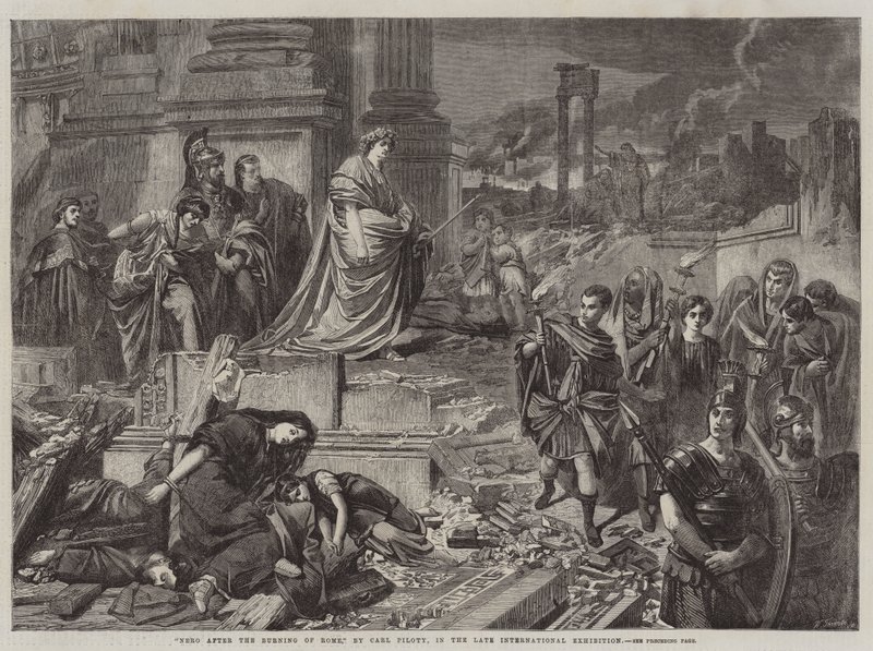 Nero efter afbrændingen af Rom, i den sene internationale udstilling af Karl Theodor von Piloty