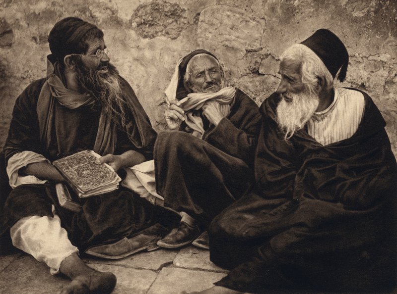 Jerusalem, Jøder ved Grædepladsen (s/h foto) af Karl Grober