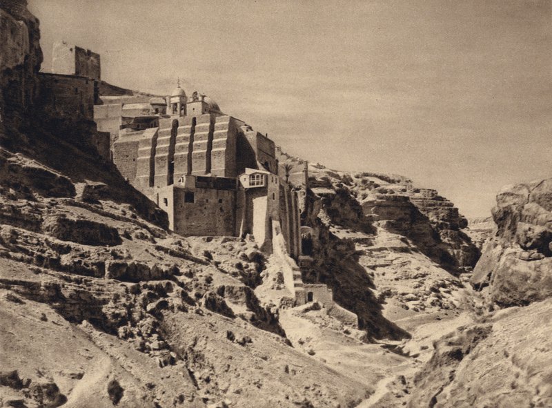 Mar Saba, græsk kloster (s/h-billede) af Karl Grober