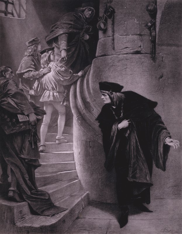 Scene fra Shakespeares King Richard III (Act III, Scene 5) (litho) af Karl Theodor von Piloty