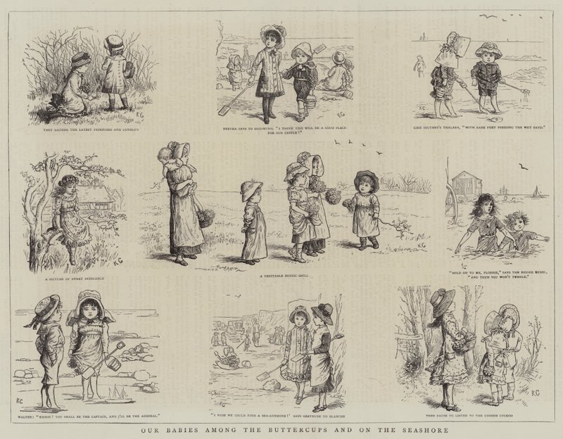 Vores babyer blandt ranunklerne og på kysten af Kate Greenaway