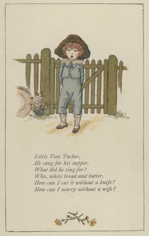 Lille Tom Tucker (farve litho) af Kate (after) Greenaway