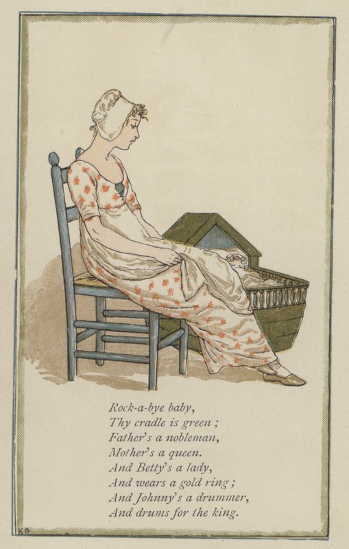 Rock-a-bye baby (farve litho) af Kate (after) Greenaway