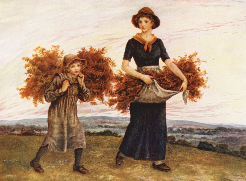 The Bracken Gatherers (farvelitografi) af Kate (after) Greenaway