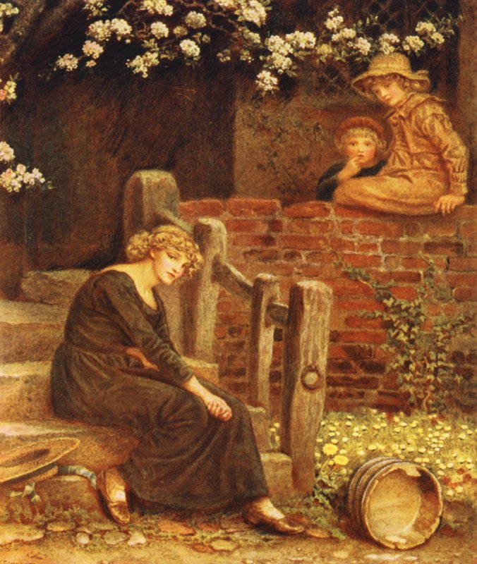 Fablen om pigen og hendes mælkespand (farvelitografi) af Kate (after) Greenaway