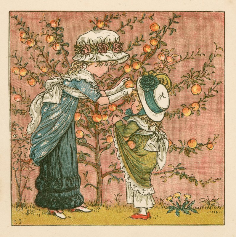 Plukker ferskner af Kate Greenaway