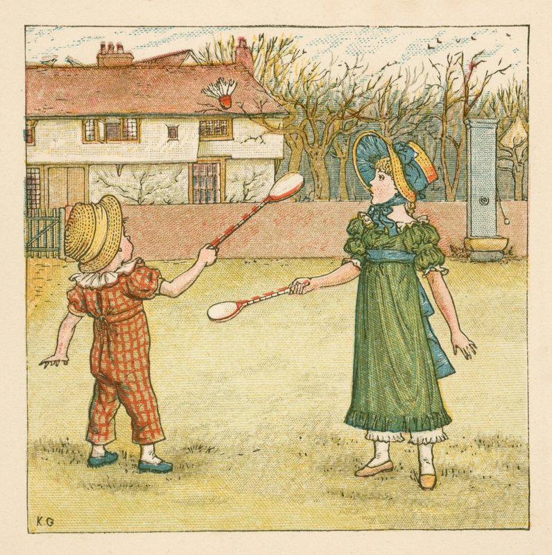 Spiller fjerbold af Kate Greenaway
