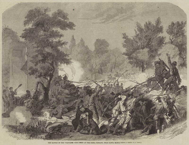 Slaget ved Volturno, kampen ved Porta Romano, nær Santa Maria af Konrad Grob