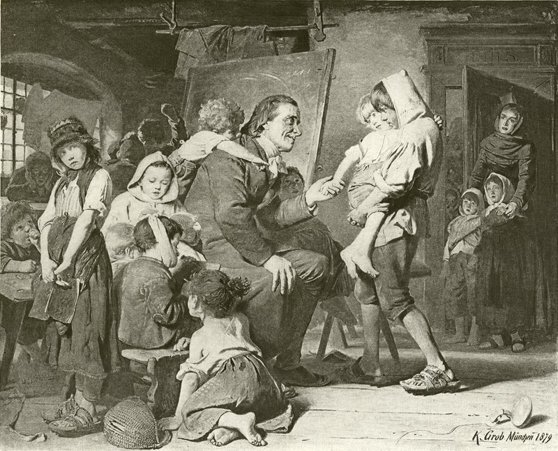 Pestalozzi, børnenes ven (dybtryk) af Konrad Grob