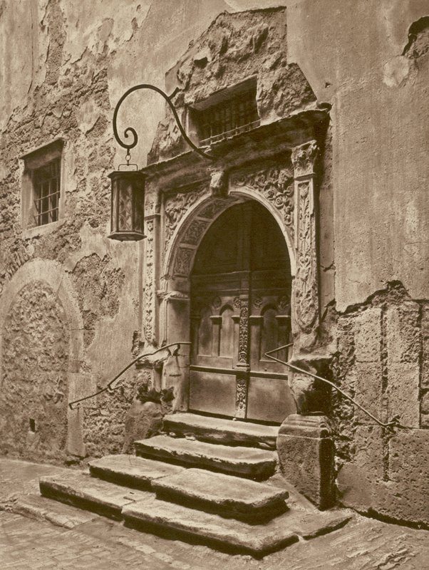 Rothenburg o d T, Portal des alten Rathauses; Rothenburg-on-the-Tauber, døråbning til det gamle rådhus (s/h foto) af Kurt Hielscher