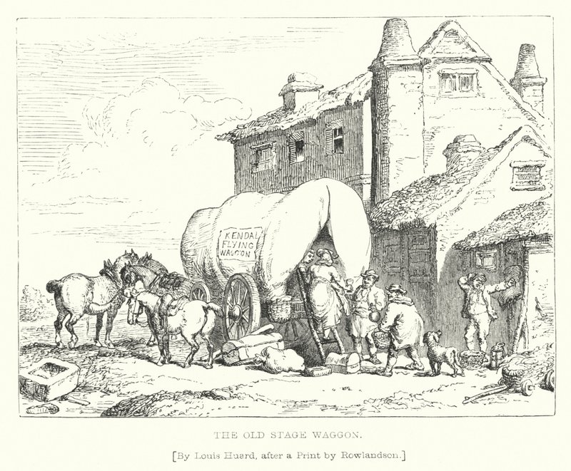 The Old Stage Waggon (gravering) af L. Huard