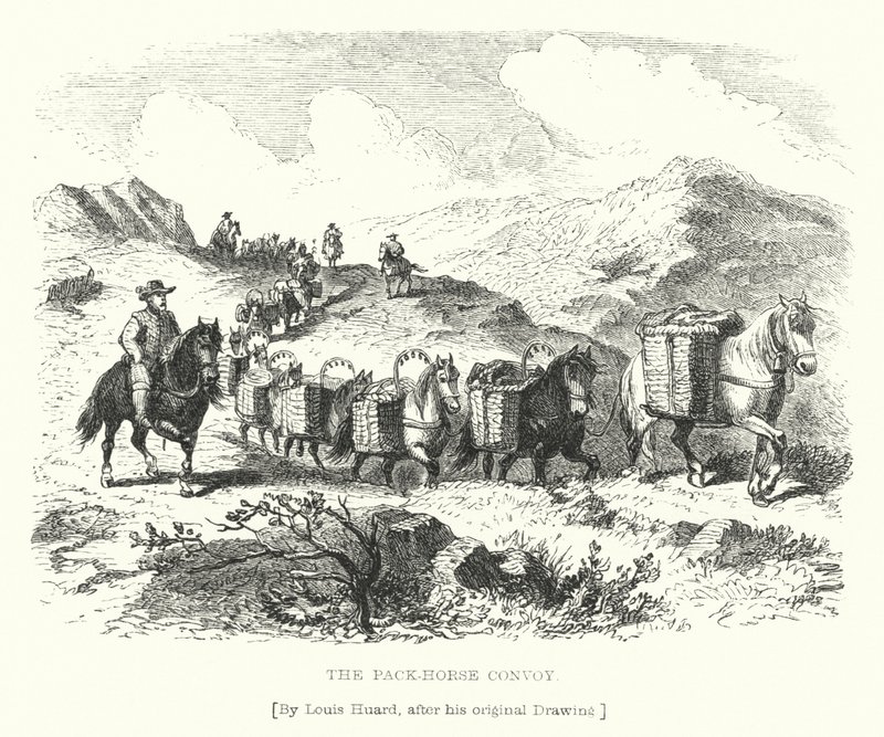 The Pack-Horse Convoy (gravering) af L. Huard