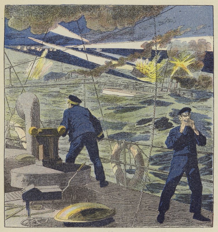 Angreb af japanske torpedobåde mod admiral Skrydloffs kadre af L. Malespine