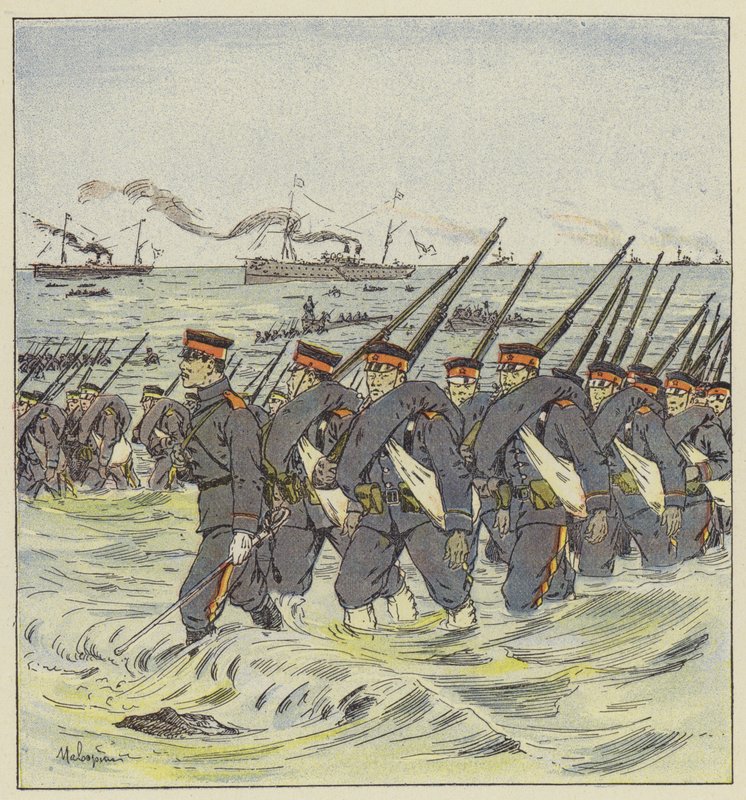 Landgang af det japanske infanteri ved Pi-Tse-Ouo af L. Malespine