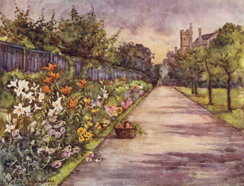 Urteagtig kant, Lambeth Palace (farve litho) af Lady Victoria Marjorie Harriet Manners