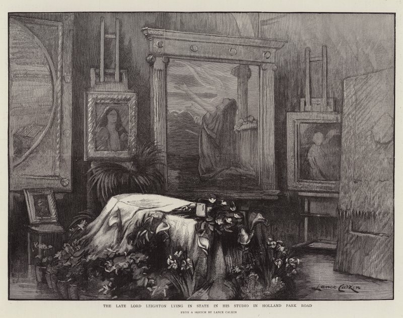 Den afdøde Lord Leighton ligger i staten i sit studie i Holland Park Road af Lance Calkin