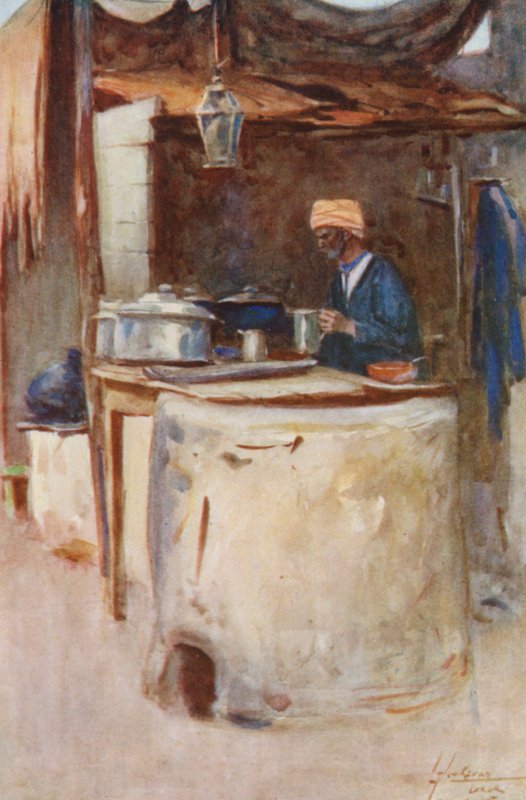 Egyptens befolkning: En offentlig kok, Tabak Omumi (farvelitografi) af Lance Thackeray