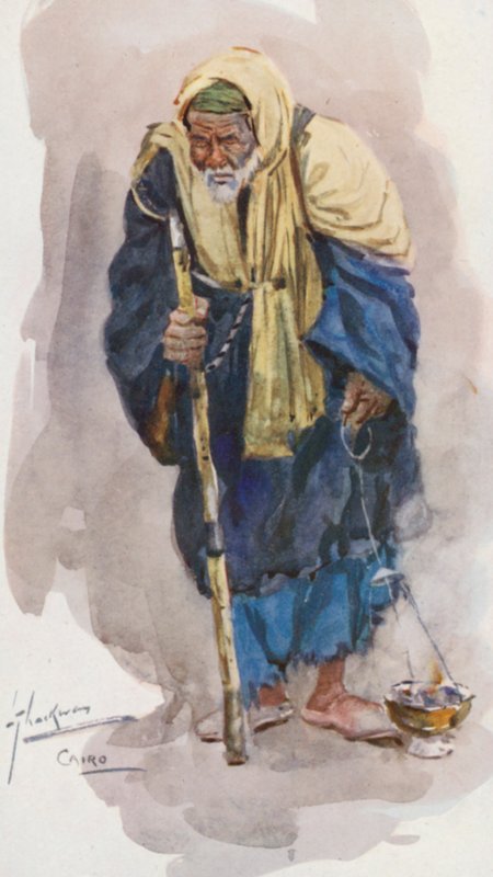 Egyptens folk: Røgelsesbrænder, Mobakharati (farvelitografi) af Lance Thackeray